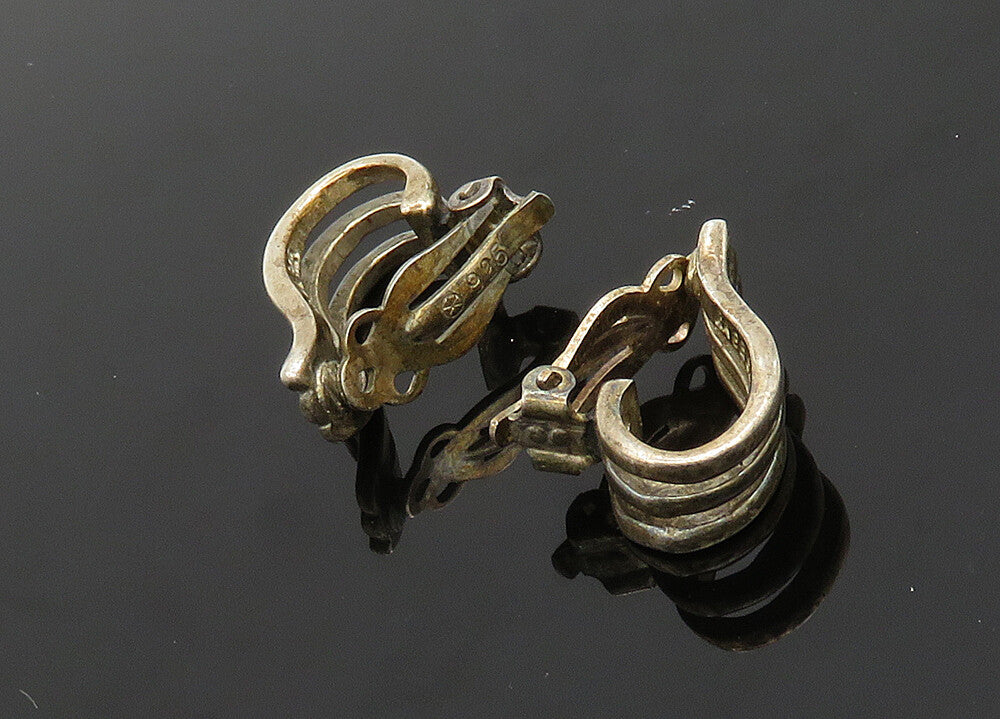 RAGE 925 Sterling Silver  Vintage Love Heart Half Non Pierce Earrings  EG9871