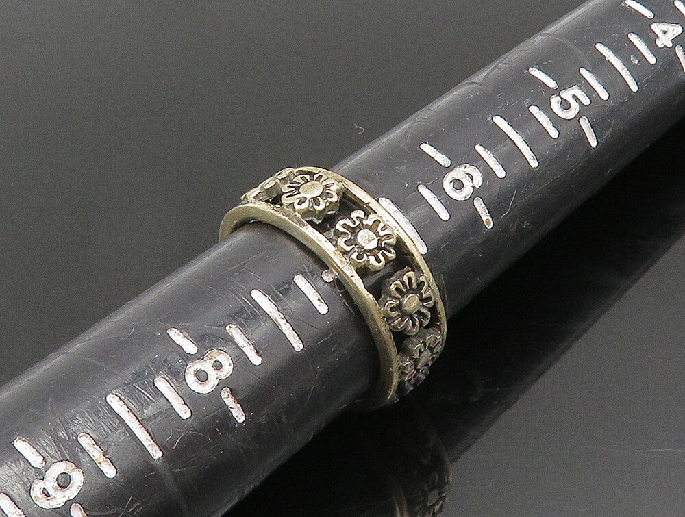 925 Silver  Vintage Etched Floral Cutout Eternity Band Ring Sz 7  RG24480