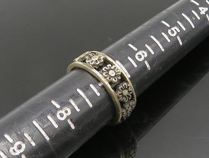 925 Silver  Vintage Etched Floral Cutout Eternity Band Ring Sz 7  RG24480