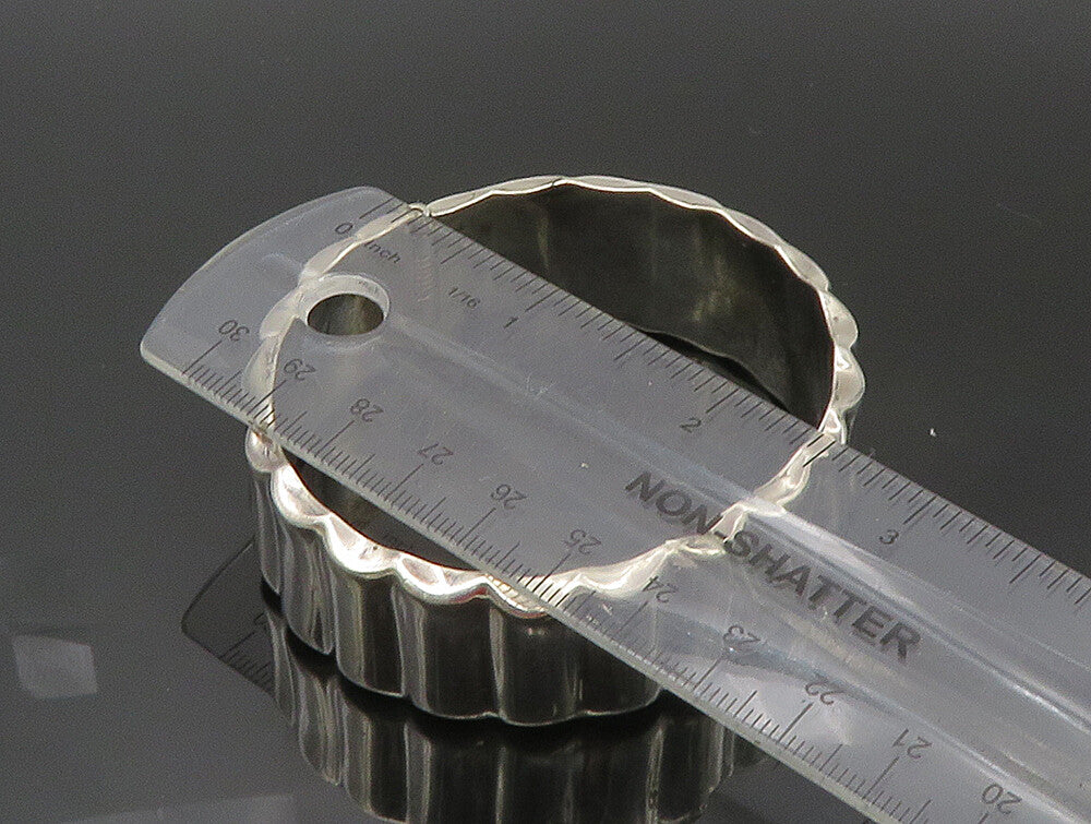 MEXICO 925 Sterling Silver  Vintage Shiny Fluted Round Bangle Bracelet  BT1190