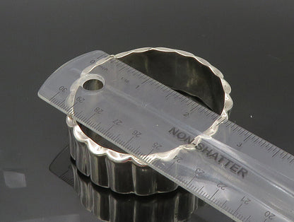 MEXICO 925 Sterling Silver  Vintage Shiny Fluted Round Bangle Bracelet  BT1190