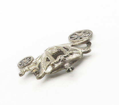 LANG 925 Sterling Silver  Vintage Old Fashioned Carriage Brooch Pin  BP6309