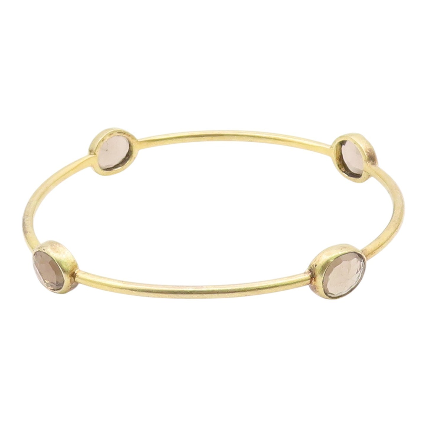 925 Sterling Silver  Vintage Faceted Stone Gold Plated Bangle Bracelet  BT8685