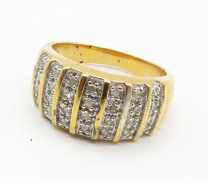ROSS SIMON 925 Silver  Genuine Diamonds Gold Plated Band Ring Sz 8  RG15459