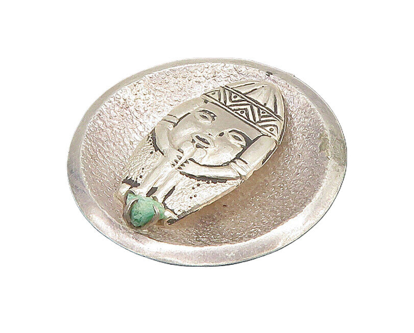 925 Sterling Silver  Vintage Turquoise Traditional Statue Brooch Pin  BP8625