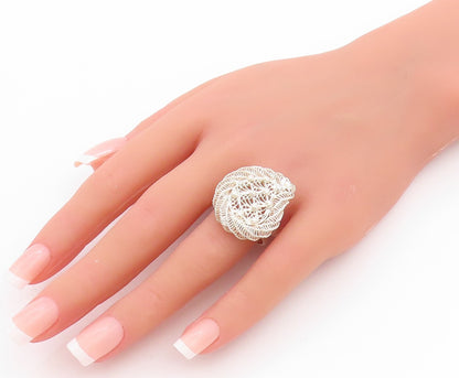 925 Sterling Silver Vintage Ring Modernist Wire Work Design  Sz 8  RG33354
