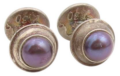 925 Sterling Silver Vintage Cuff Links ENGLAND Designer Real Pearl  TR4028