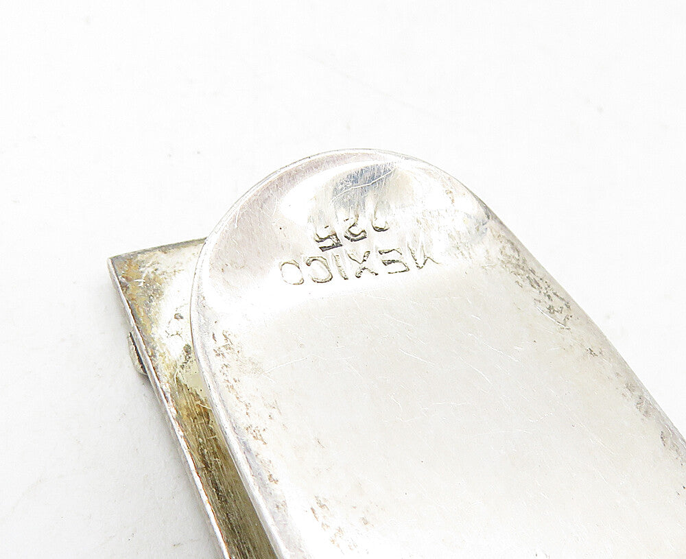 MEXICO 925 Sterling Silver  Vintage Shiny Slanted Detail Money Clip  TR1611