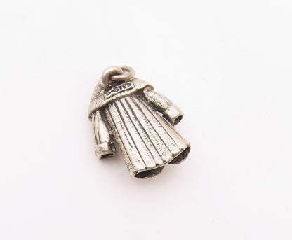 925 Sterling Silver  Vintage Sculpted Winter Coat Motif Pendant  PT21365