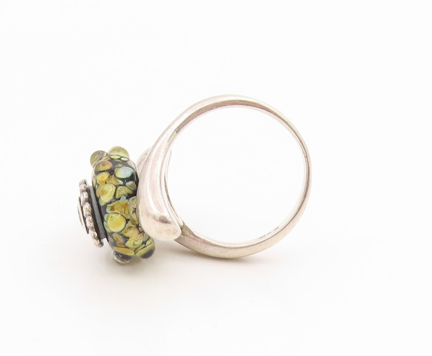 925 Sterling Silver Vintage Ring Classic CZ Glass Bubble Bypass  Sz 7.5  RG34924