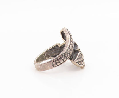 925 Sterling Silver Vintage Ring Textured Floral Leaf Bypass Band  Sz 6  RG35310