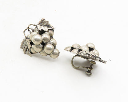 TAXCO MEXICO 925 Silver  Vintage Grape Bunch Motif Non Pierce Earrings  EG5058