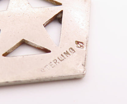 925 Sterling Silver  Vintage Shiny Enamel Detail Star Drop Pendant  PT17072