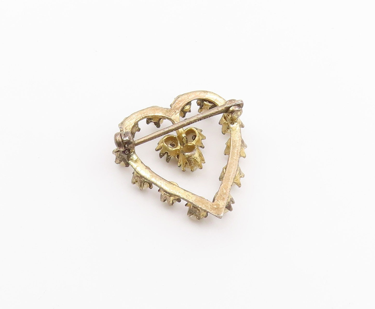 925 Sterling Silver  Vintage Antique Quartz Love Heart Brooch Pin  BP8735