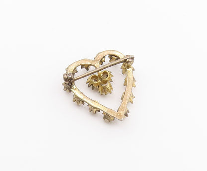 925 Sterling Silver  Vintage Antique Quartz Love Heart Brooch Pin  BP8735
