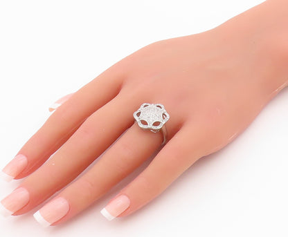 925 Sterling Silver Vintage Ring Topaz Inlay Spider Web Design  Sz 6.5  RG33134