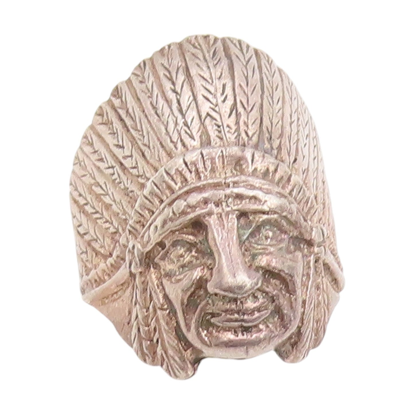 925 Sterling Silver Vintage Ring Large Feathered Native Chief Band Sz 7  RG34003