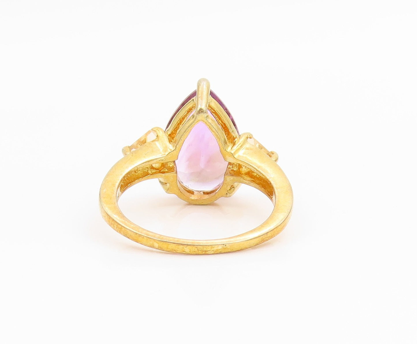 925 Sterling Silver Vintage Ring Gold Plated Amethyst & Citrine  Sz 6.5  RG36126