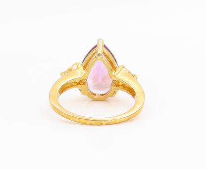 925 Sterling Silver Vintage Ring Gold Plated Amethyst & Citrine  Sz 6.5  RG36126