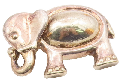 ISRAEL 925 Sterling Silver  Vintage Shiny Elephant Motif Brooch Pin  BP3608