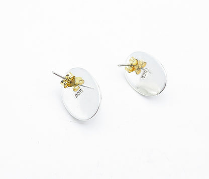 925 Sterling Silver  White Cat's Eye Quartz Swirl Dome Drop Earrings  EG2337