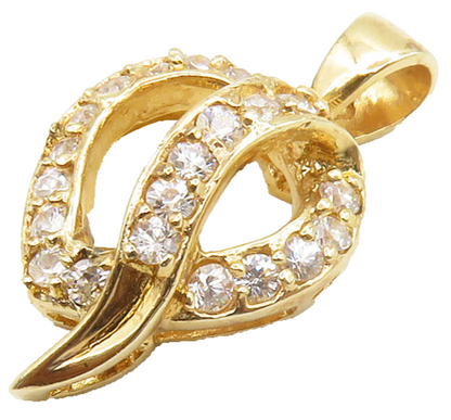 925 Sterling Silver  Cubic Zirconia Gold Plated Love Heart Pendant  PT11396