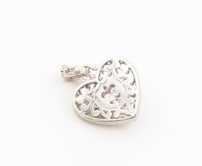 925 Sterling Silver Vintage Pendant JUDITH RIPKA Pink Chalcedony Heart  PT26410