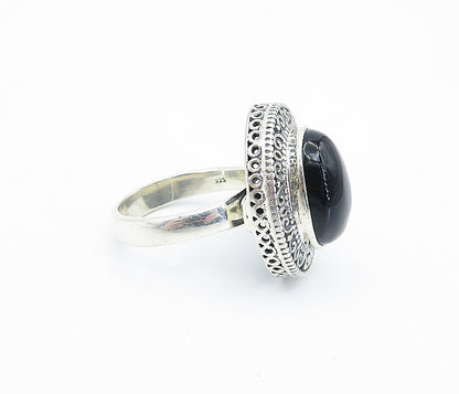 925 Sterling Silver  Vintage Cabochon Black Onyx Cocktail Ring Sz 9.5  RG7146