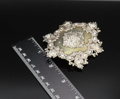 925 Sterling Silver Vintage Antique Victorian Enamel Frame Brooch Pin  BP10004