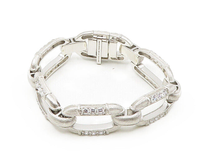 JUDITH RIPKA 925 Silver  Vintage Shiny Cubic Zirconia Chain Bracelet  BT7661