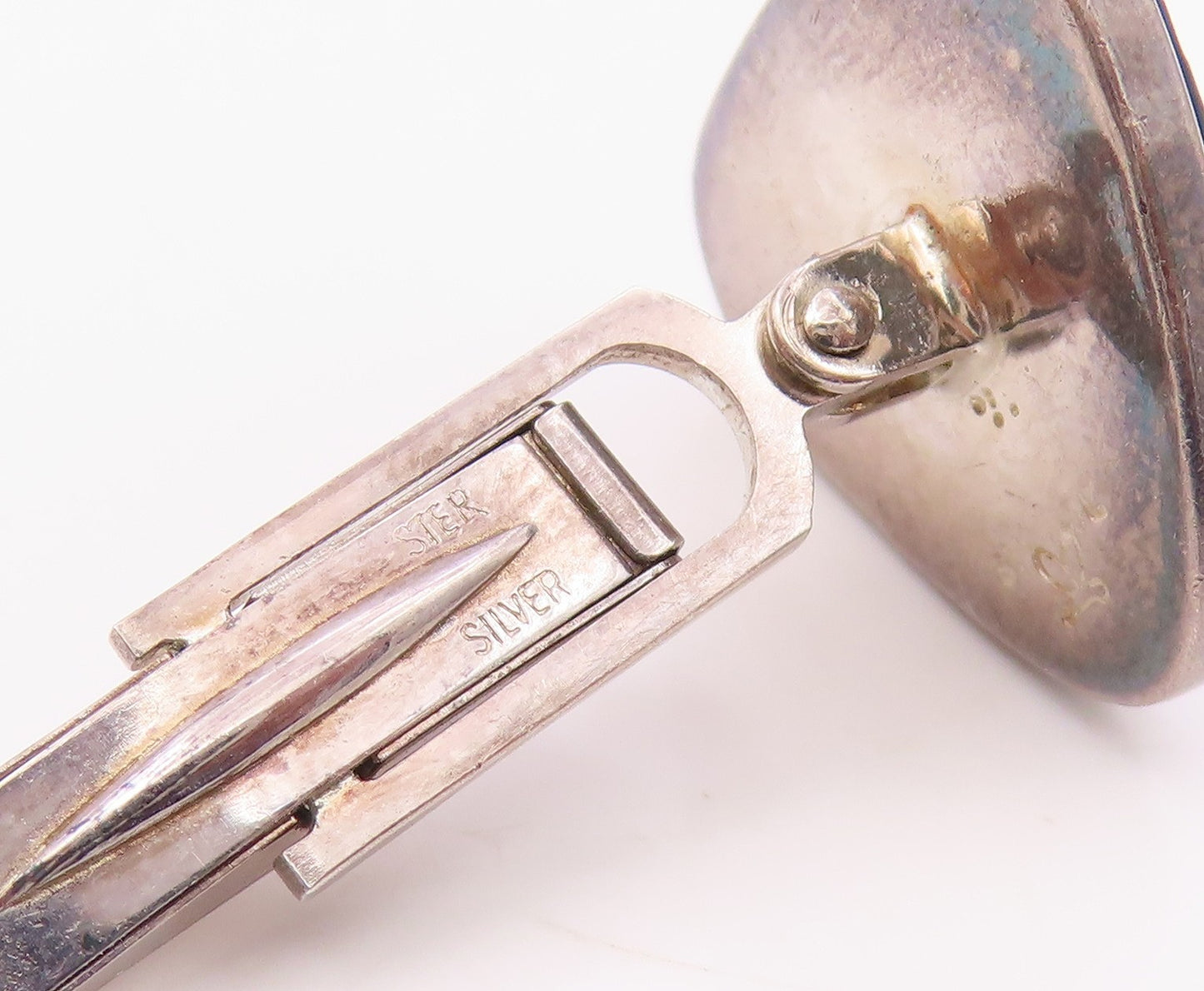 DESIGNER 925 Sterling Silver Vintage Triangular Abalone Cufflinks TR3282