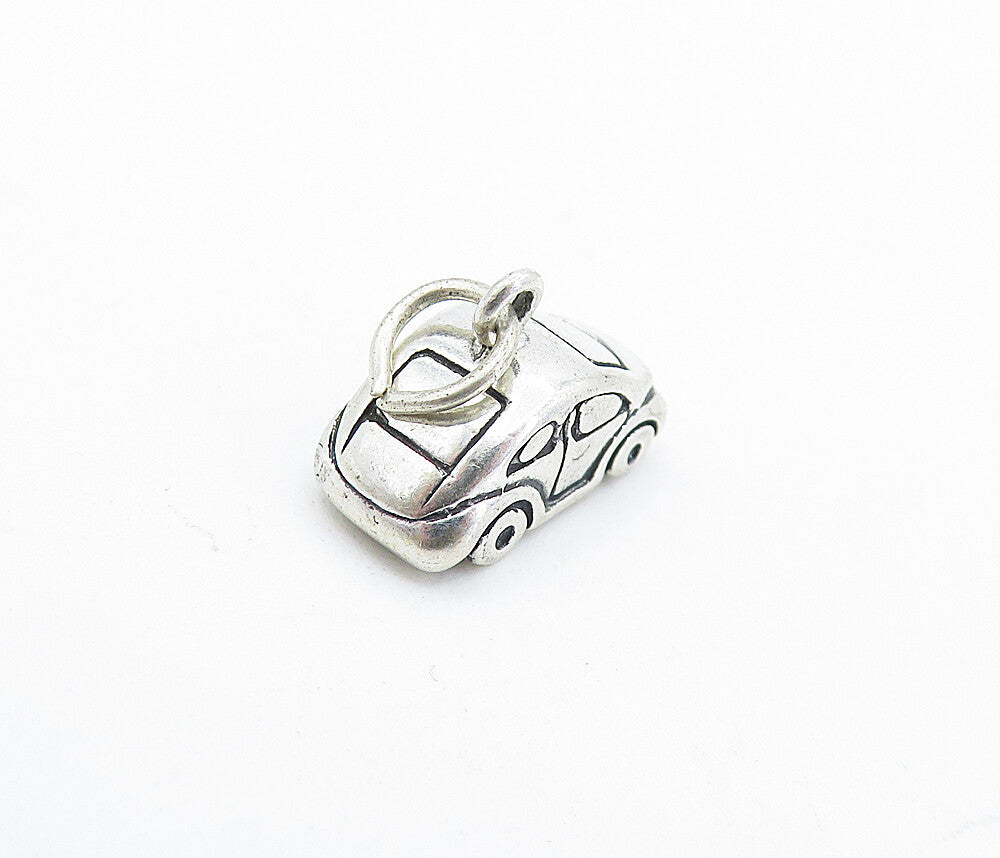 925 Sterling Silver  Vintage Petite Shiny Buggy Car Motif Drop Pendant  PT4257