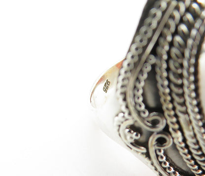 925 Sterling Silver  Carnelian Swirl Twist Shiny Cocktail Ring Sz 6.5  RG7926