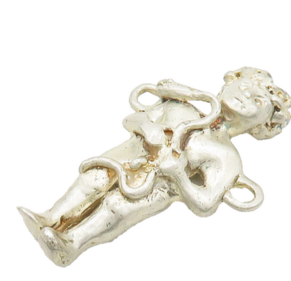 925 Sterling Silver  Vintage Sculpted Adam Biblical Figure Pendant  PT15544
