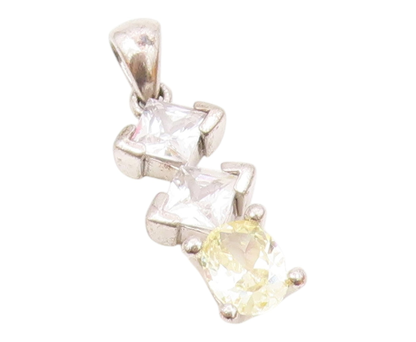 925 Sterling Silver  Vintage Sparkling Cubic Zirconia Vertical Pendant PT18481