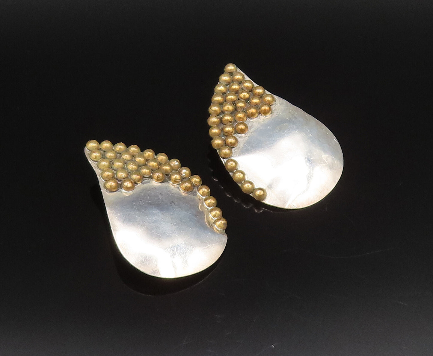 LOUIS BOOTH 925 Silver  Vintage Two Tone Bead Cluster Teardrop Earring EG12241