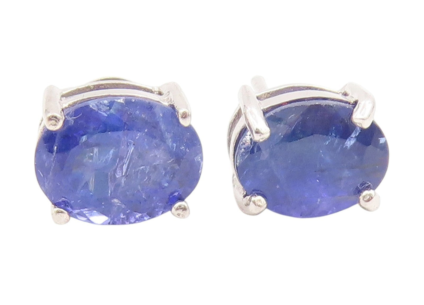 925 Sterling Silver Vintage Earrings Minimalist Oval Cut Tanzanite Stud  EG13978