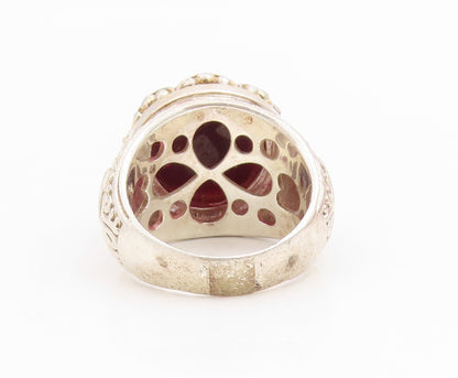 925 Sterling Silver Vintage Ring Faceted Gemstone Solid Band  Sz 9.5  RG34836