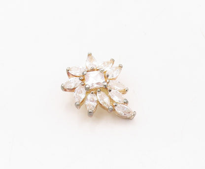 925 Sterling Silver Vintage Pendant Designer Marquise Cut CZ Flower  PT23599