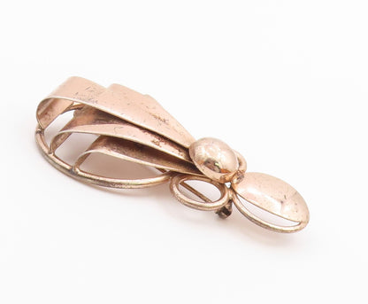 NAPIER 925 Sterling Silver  Vintage Shiny Rare Ribbon Motif Brooch Pin  BP7977