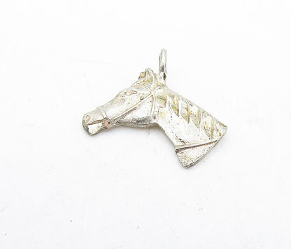 925 Sterling Silver  Vintage Shiny Petite Horse's Head Motif Pendant  PT3905
