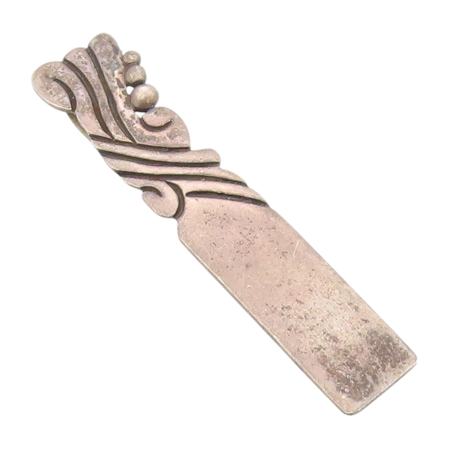 925 Sterling Silver Vintage Tie Clip MARICELA Dark Tone Swirly Carved  TR3852