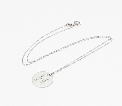 925 Sterling Silver  .10ctw Genuine Diamonds H Initial Pendant & Chain  PT2449