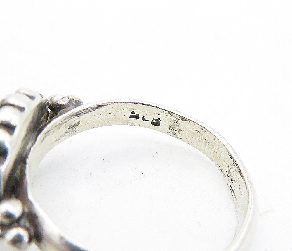 925 Sterling Silver  Vintage Black Onyx Dome Cluster Band Ring Sz 7.5  RG5034
