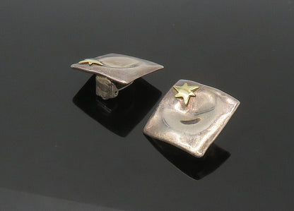 BATAMI ISRAEL 925 Silver & 14K GOLD  Vintage Non Pierce Earrings  EG11088
