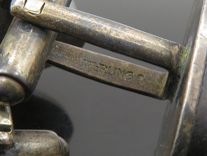 STEIG 925 Sterling Silver  Vintage Wooden Oxidized Smooth Cufflinks  TR3239