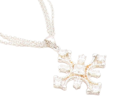 925 Sterling Silver  Sparkling Cubic Zirconia Cross Chain Necklace  NE1369
