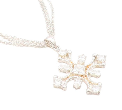 925 Sterling Silver  Sparkling Cubic Zirconia Cross Chain Necklace  NE1369