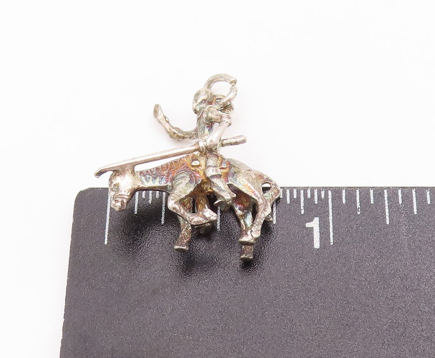 925 Sterling Silver Vintage Pendant Mini 3D Carved Solider On Sad Horse  PT22911