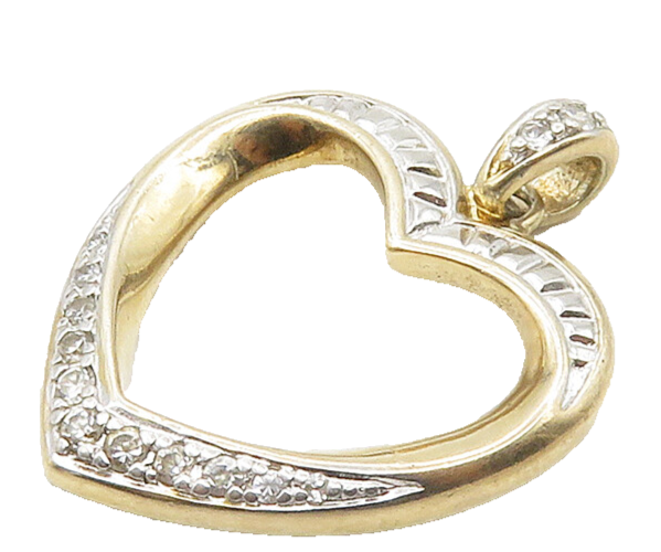 ROSS SIMON 925 Silver  Topaz Shiny Two Tone Open Love Heart Pendant  PT12827